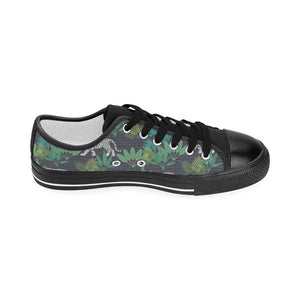 white bengal tigers tropical plant Kids' Boys' Girls' Low Top Canvas Shoes Black
