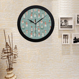 Cute snowman pattern Elegant Black Wall Clock
