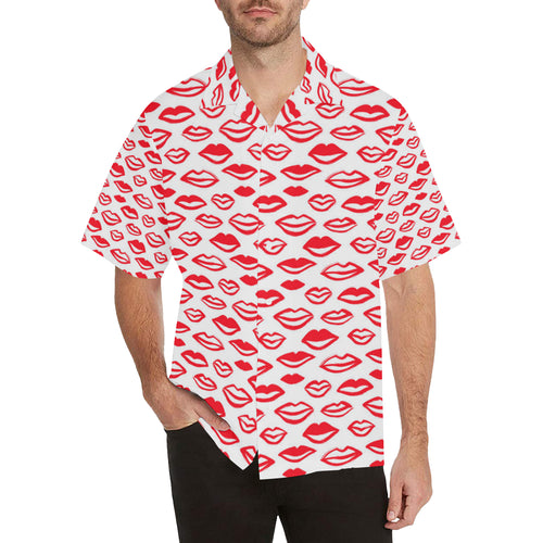 Lips Pattern Print Design 05 Men's All Over Print Hawaiian Shirt (Model T58)