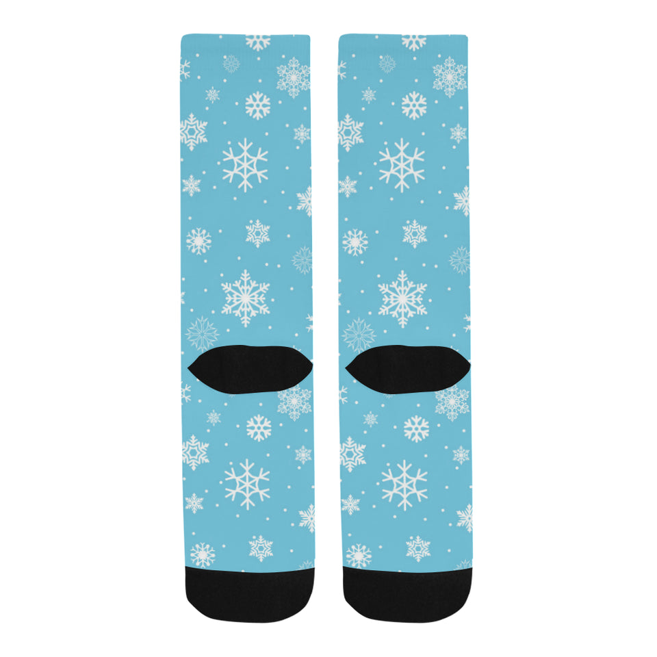 Snowflake pattern blue background Crew Socks