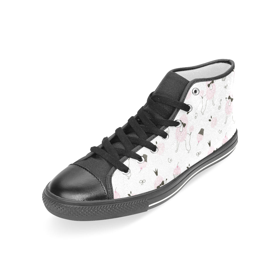 Poodle dog rose cake pattern Women's High Top Canvas Shoes Black