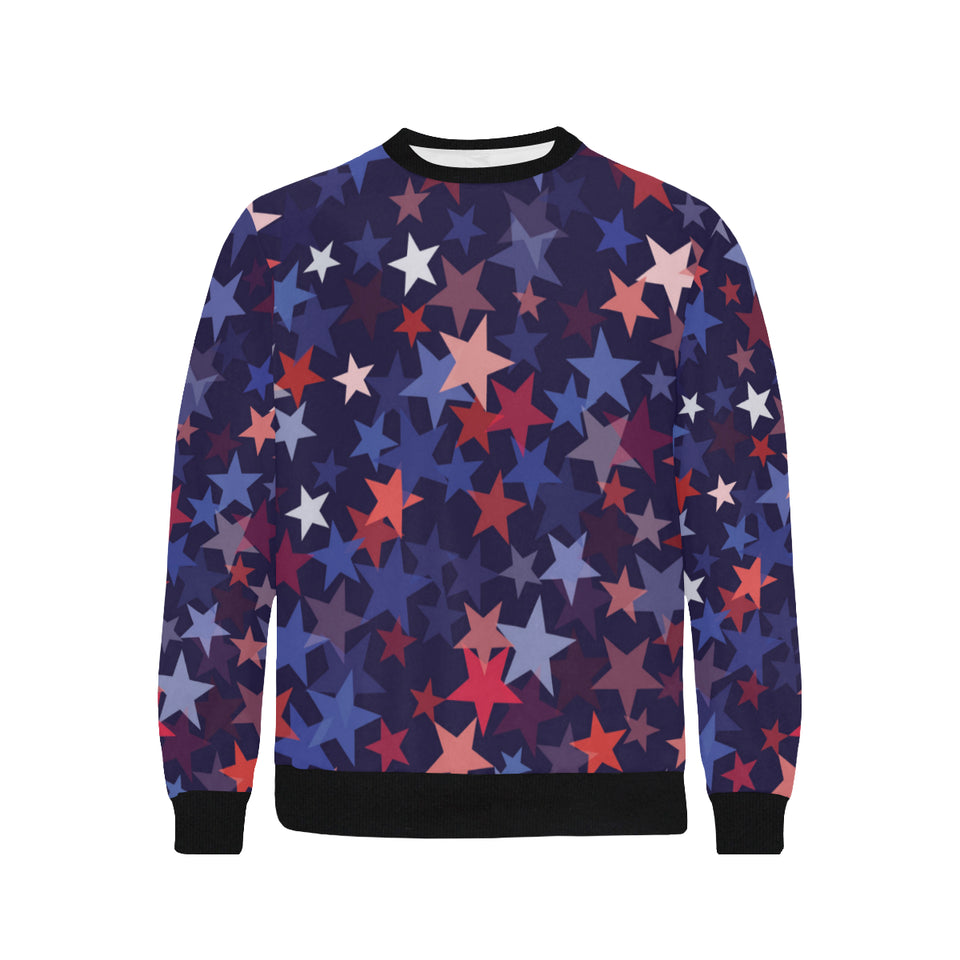 Red blue star pattern Men's Crew Neck Sweatshirt