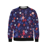 Red blue star pattern Men's Crew Neck Sweatshirt