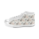 Llama Alpaca pattern Men's High Top Canvas Shoes White