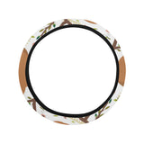 Sloths hanging on the tree pattern Car Steering Wheel Cover