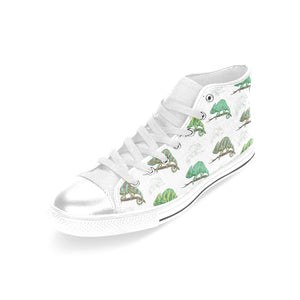 Chameleon lizard pattern Women's High Top Canvas Shoes White