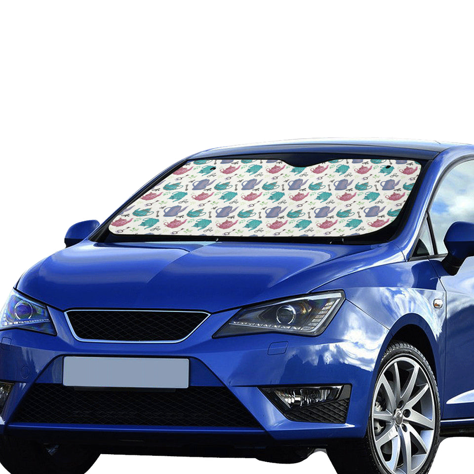 Tea pots Pattern Print Design 05 Car Sun Shade