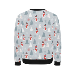 Snowman christmas  tree snow gray background Men's Crew Neck Sweatshirt