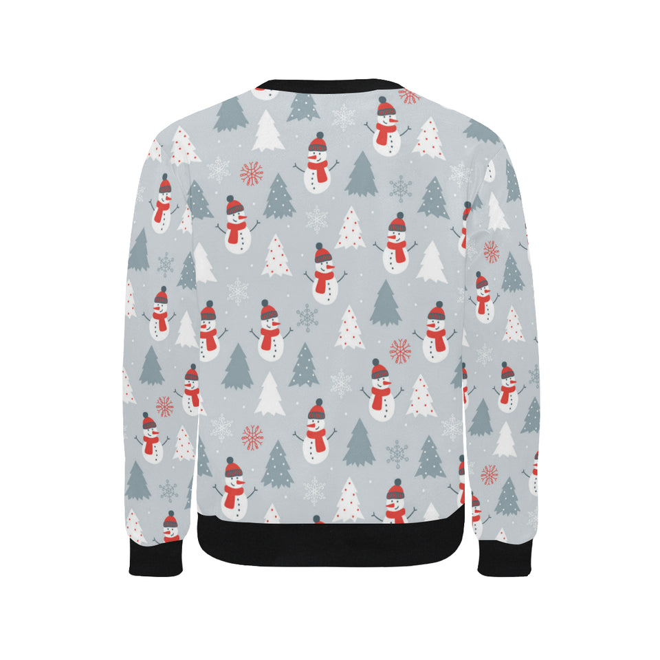 Snowman christmas  tree snow gray background Men's Crew Neck Sweatshirt