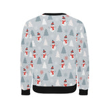 Snowman christmas  tree snow gray background Men's Crew Neck Sweatshirt