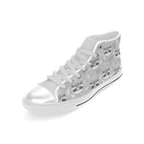 Cute raccoons leaves dot Men's High Top Canvas Shoes White