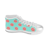 Grapefruit green background Women's High Top Canvas Shoes White