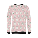 Clock pattern pink blackground Women's Crew Neck Sweatshirt