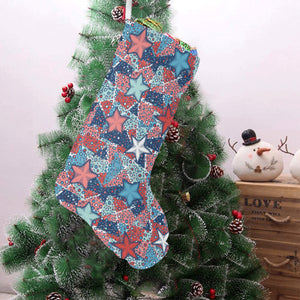 Hand drawn colorful starfish Christmas Stocking