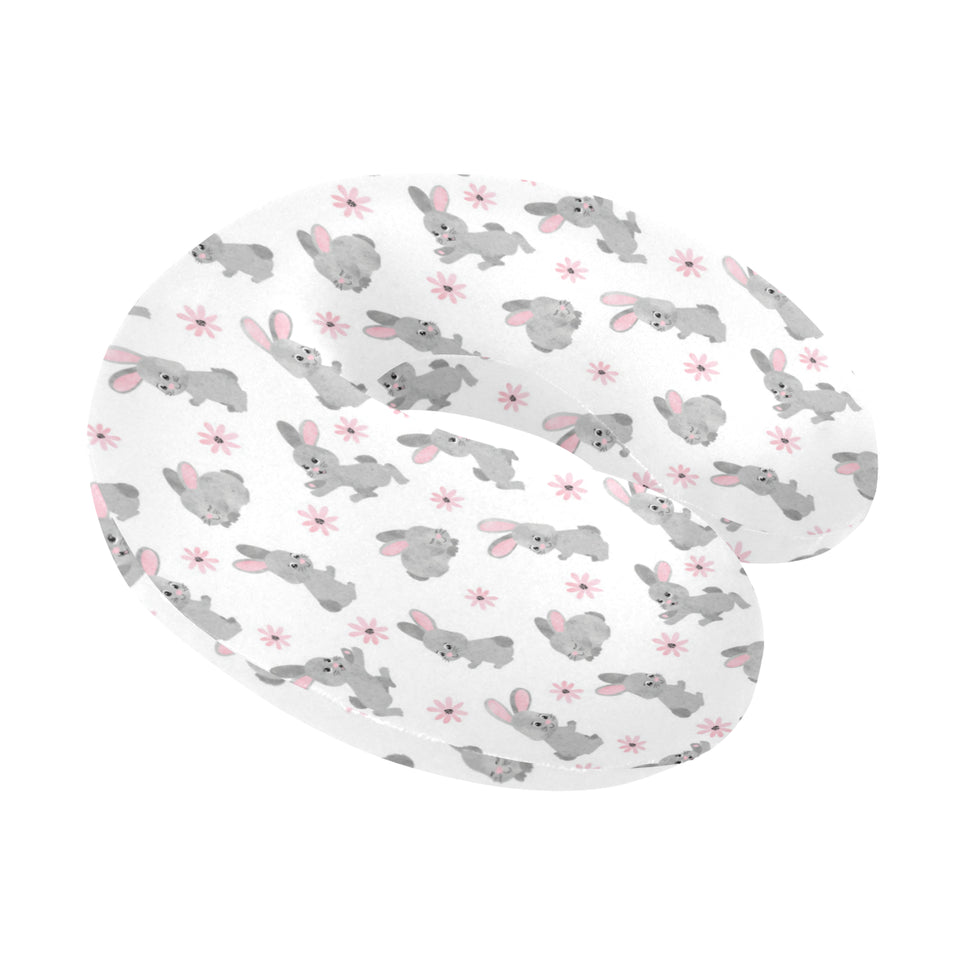 Watercolor cute rabbit pattern U-Shaped Travel Neck Pillow