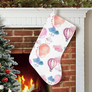 Watercolor air balloon cloud pattern Christmas Stocking