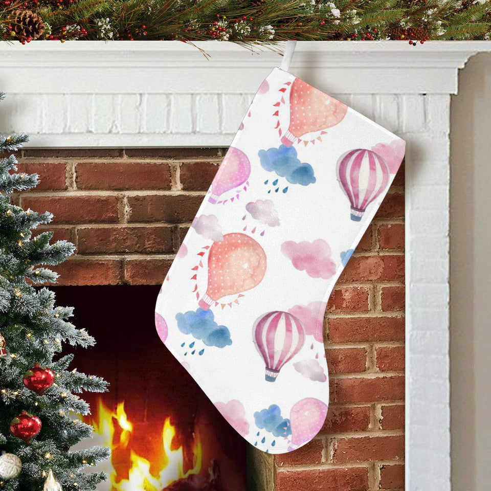 Watercolor air balloon cloud pattern Christmas Stocking