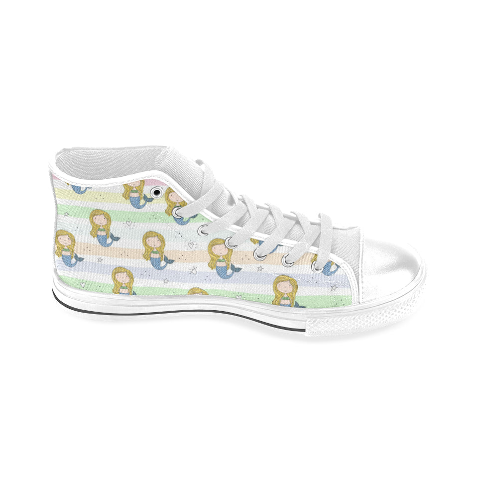 Cute hand drawn mermaid Men's High Top Canvas Shoes White