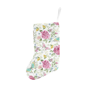 Hand drawn butterfly rose Christmas Stocking