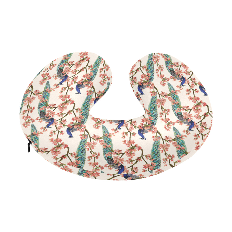 Peacock tropical flower pattern U-Shaped Travel Neck Pillow