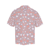 coral white heart pattern Men's All Over Print Hawaiian Shirt