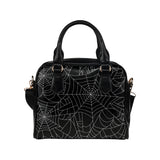 Spider web pattern Black background white cobweb Shoulder Handbag