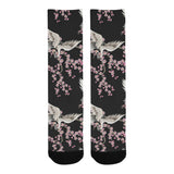 Japanese crane pink sakura pattern Crew Socks