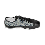 Sugar skull black white pattern Kids' Boys' Girls' Low Top Canvas Shoes Black