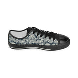 Sugar skull black white pattern Women's Low Top Canvas Shoes Black
