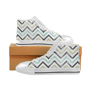 zigzag  chevron paint pattern Women's High Top Canvas Shoes White