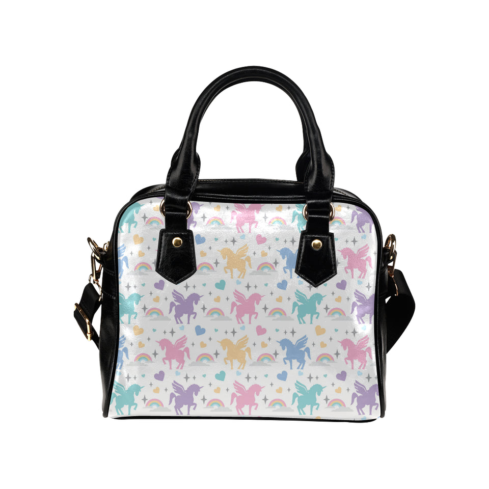 colorful unicorn rainbow heart pattern Shoulder Handbag