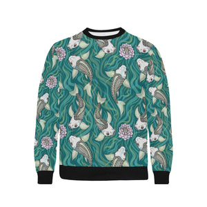 Koi Fish Carp Fish lotus pattern Men's Crew Neck Sweatshirt