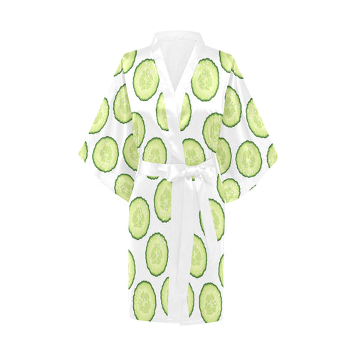 Cucumber slices pattern Women's Short Kimono Robe