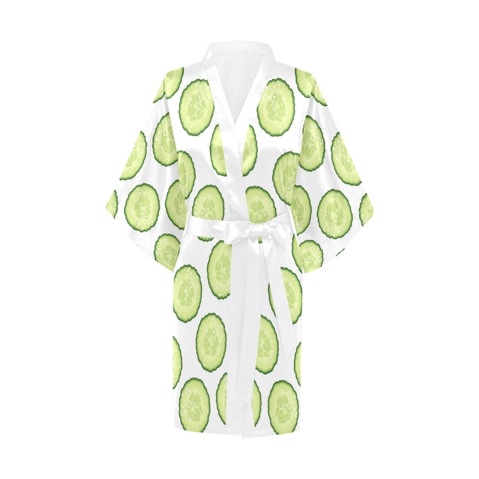 Cucumber slices pattern Women's Short Kimono Robe