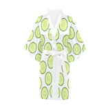 Cucumber slices pattern Women's Short Kimono Robe