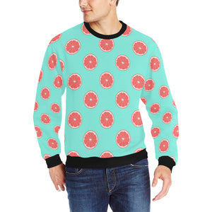 Grapefruit green background Men's Crew Neck Sweatshirt