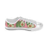 Avocado slices leaves pink back ground Men's Low Top Shoes White