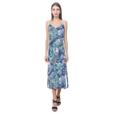 Shell design pattern V-Neck Open Fork Long Dress