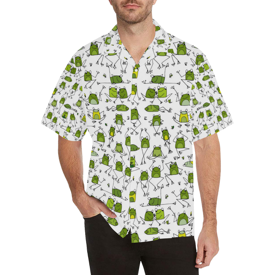 Sketch funny frog pattern Men's All Over Print Hawaiian Shirt