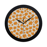 Orange Maple Leaf pattern Elegant Black Wall Clock