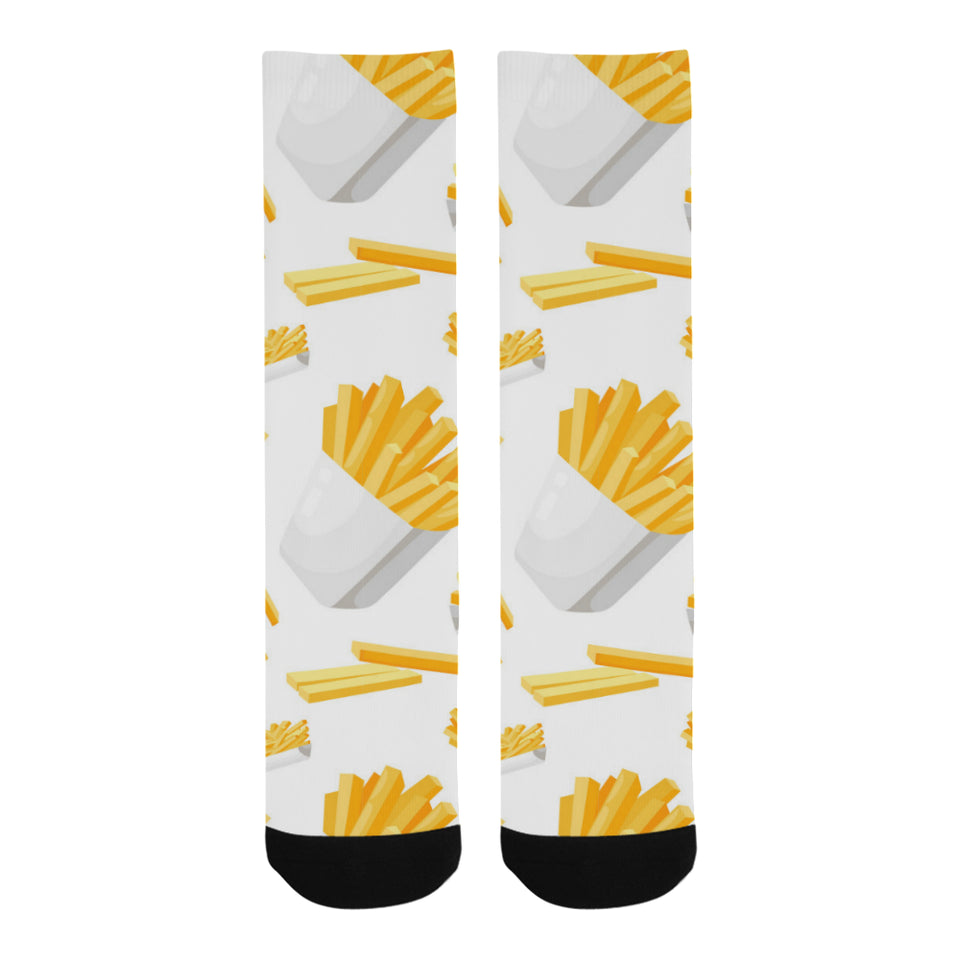 French fries white paper box pattern Crew Socks