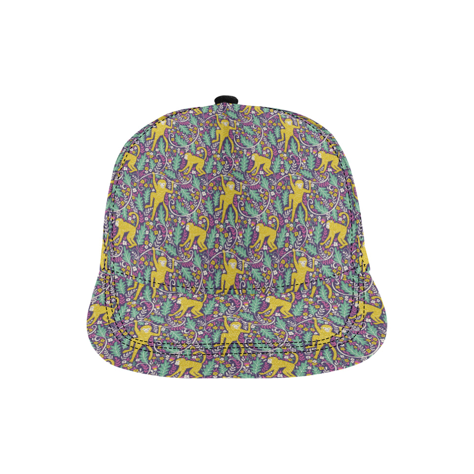 Cute yellow monkey leaves pattern All Over Print Snapback Cap