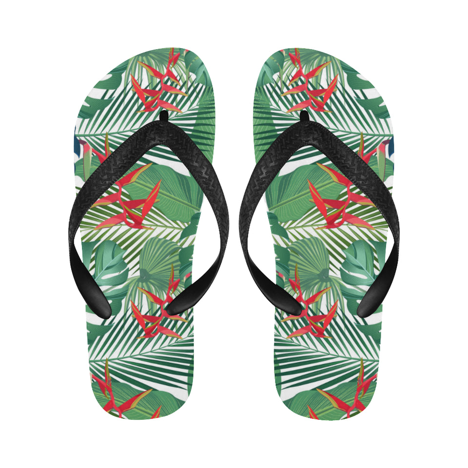 heliconia palm and monstera  leaves pattern Unisex Flip Flops