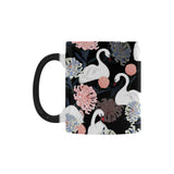white swan blooming flower pattern Morphing Mug Heat Changing Mug