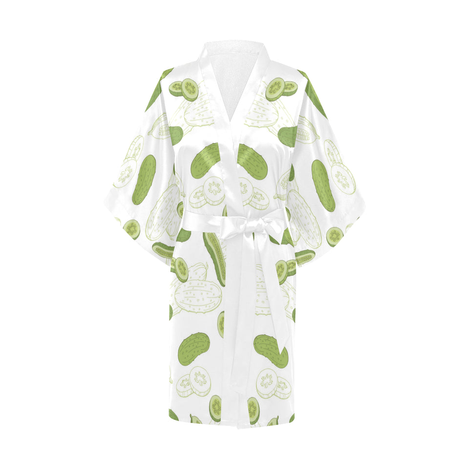 Cucumber sketch pattern Women's Short Kimono Robe