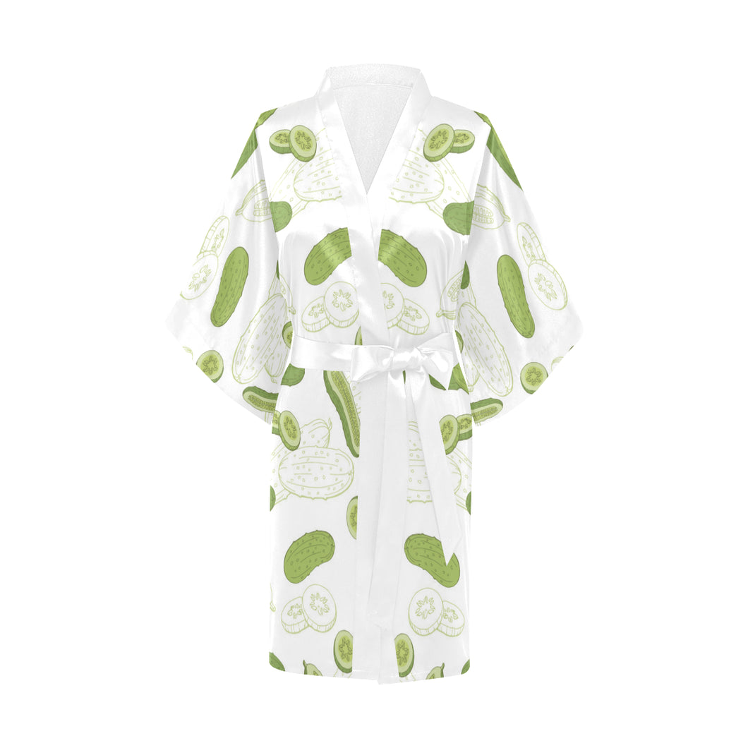 Cucumber sketch pattern Women's Short Kimono Robe