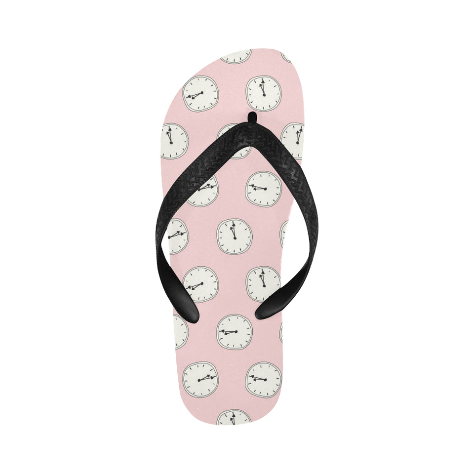 Clock pattern pink blackground Unisex Flip Flops