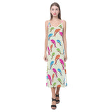 Colorful Chameleon lizard pattern V-Neck Open Fork Long Dress