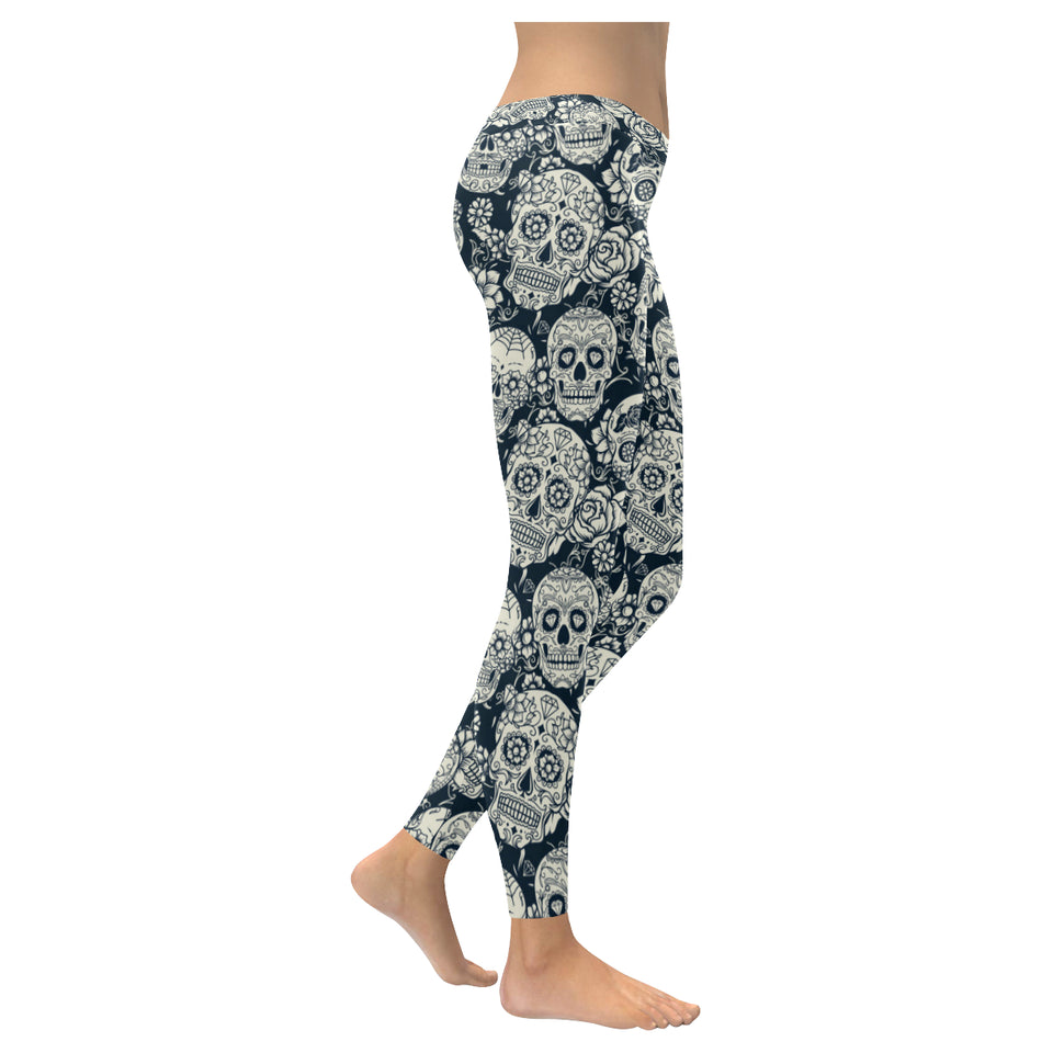 Sugar skull black white pattern Women's Legging Fulfilled In US