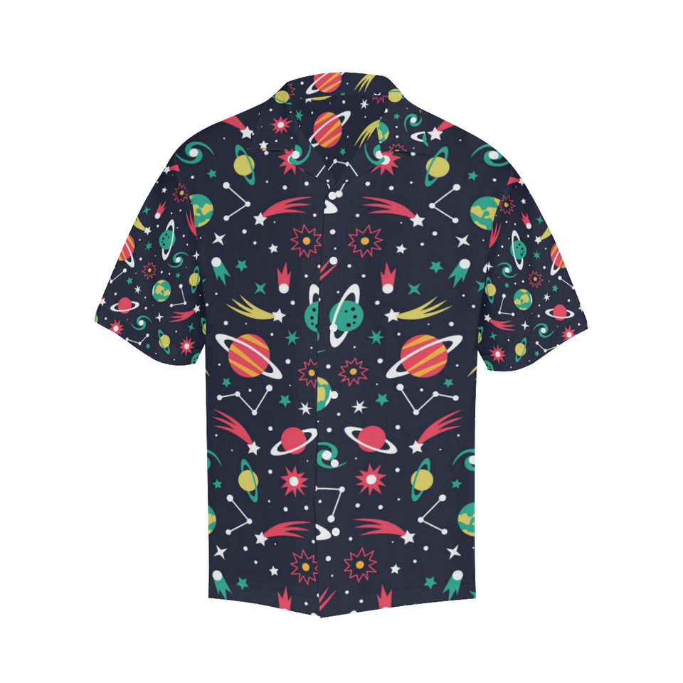 colorful space pattern planet star Men's All Over Print Hawaiian Shirt